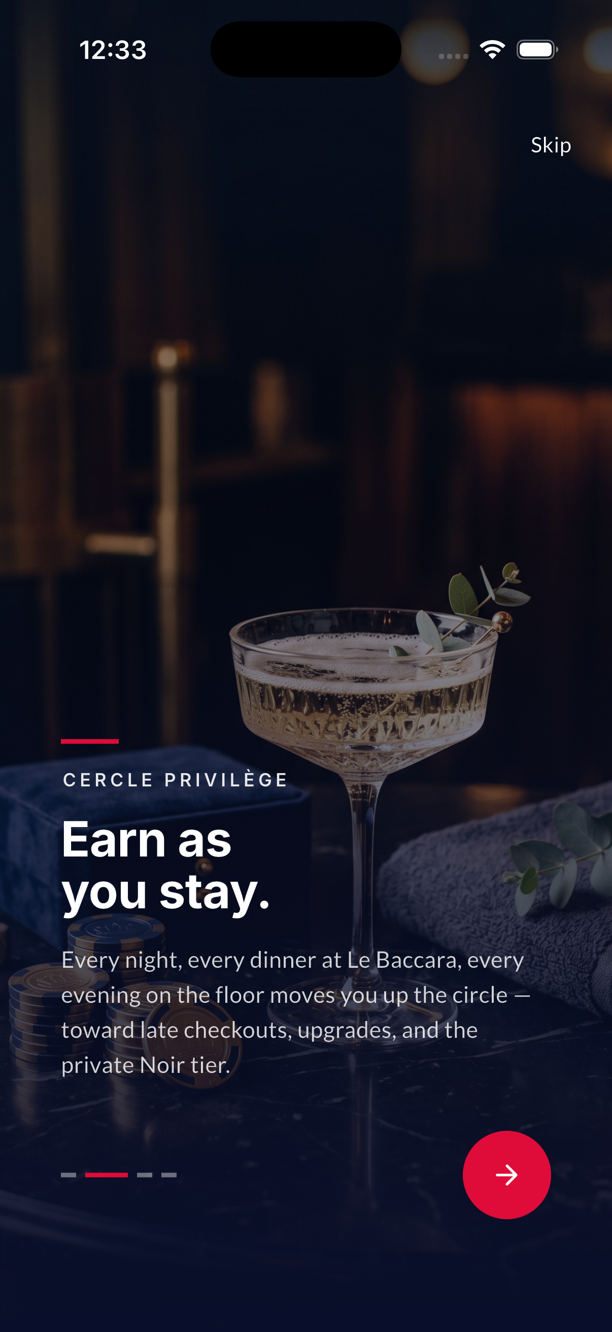 App home screen showing stay services